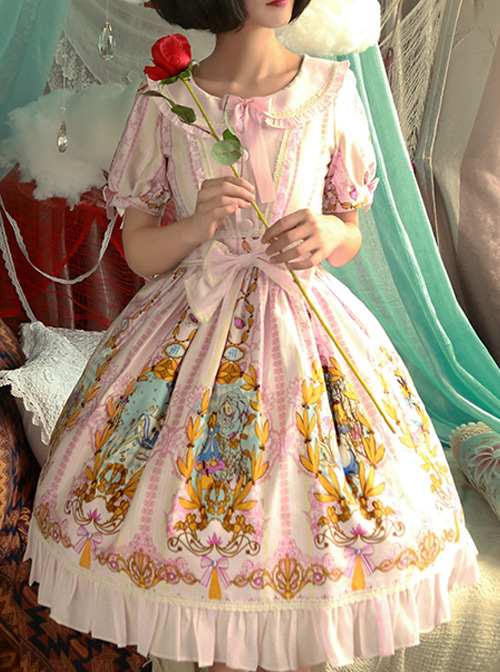 Magic Tea Party Alice Print OP Dress Lolita Skirt Japanese Lolita Soft Girl