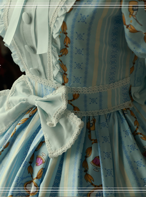 Magic Tea Party Alice Print OP Dress Lolita Skirt Japanese Lolita Soft Girl