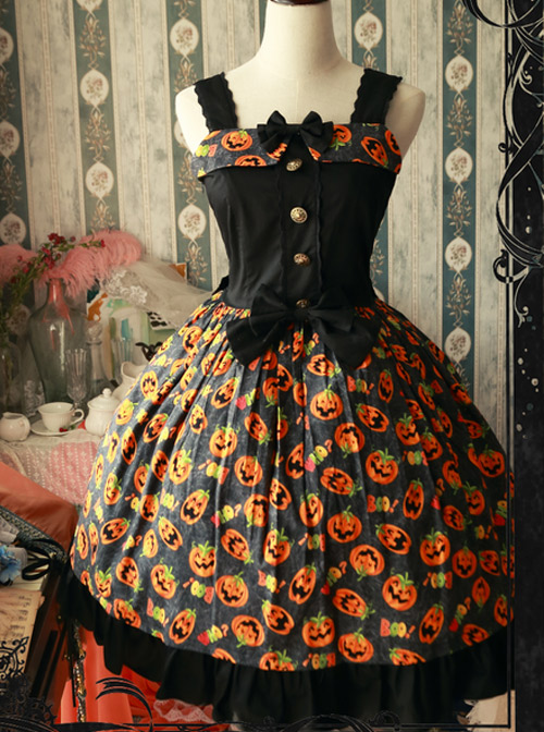 Magic Tea Party Halloween Print Cloth Dress JSK Spot Lolita Pumpkin Head