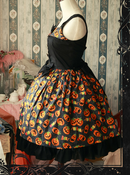 Magic Tea Party Halloween Print Cloth Dress JSK Spot Lolita Pumpkin Head
