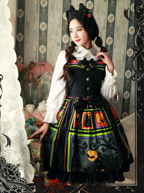 Magic Tea Party Halloween Print Cloth Dress JSK Spot Lolita Cob Square
