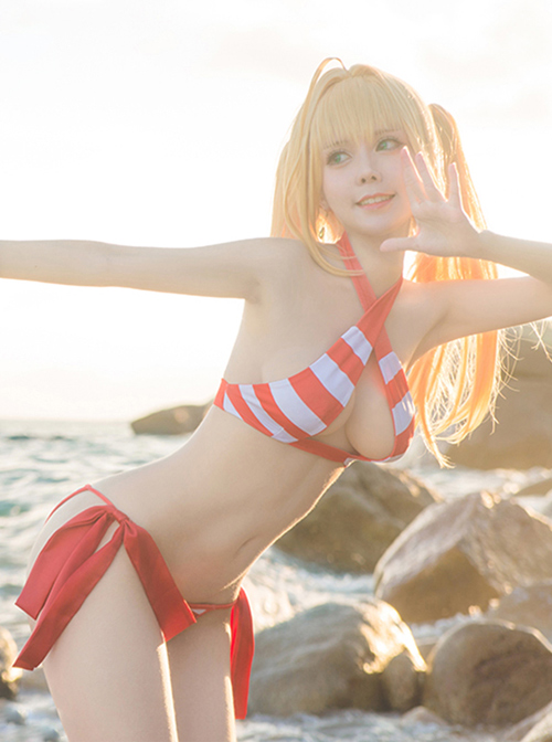 Fate/Grand Order Swimsuit Caster Nero Claudius Caesar Augustus Germanicus Caster Female Cosplay Costumes