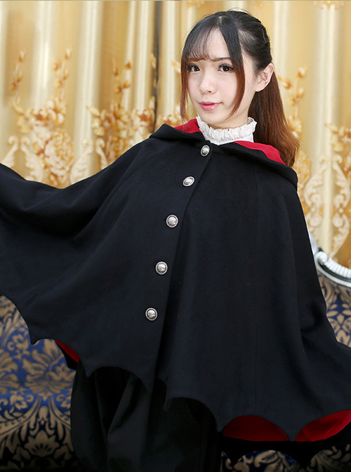 Brocade Park Lolita New Devil Ears Bat Cloak Shawl Woolen Coat Female Autumn And Winter Coat