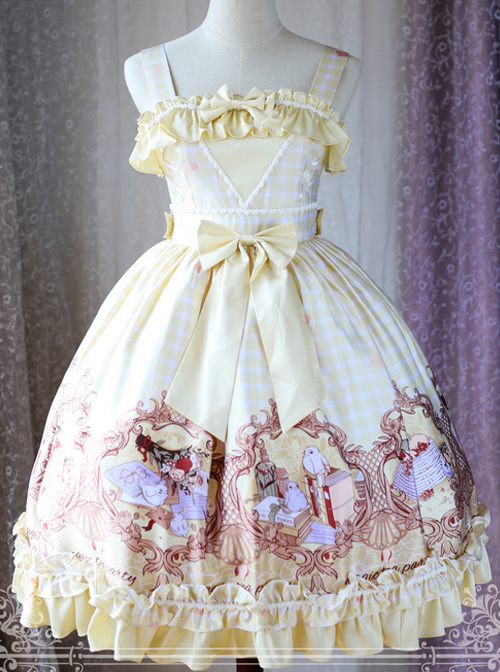 Magic Tea Party Flower And Bird Poetry Series Ruffle Classic Lolita JSK Sling Dress Version 2