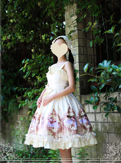 Magic Tea Party Flower And Bird Poetry Series Ruffle Classic Lolita JSK Sling Dress Version 2