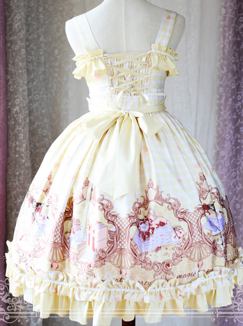 Magic Tea Party Flower And Bird Poetry Series Ruffle Classic Lolita JSK Sling Dress Version 2