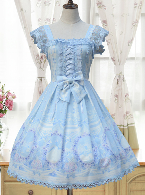 Fairytale Story New Print Alice Lolita Position Harajuku Patchwork Chiffon Fabric JSK Dress