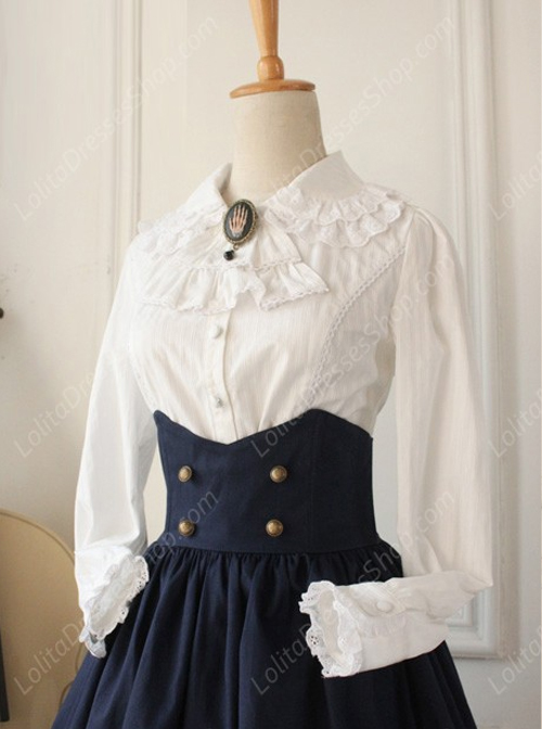 Elegant White Lace Doll Collar Classic Lolita Long Sleeve Shirt