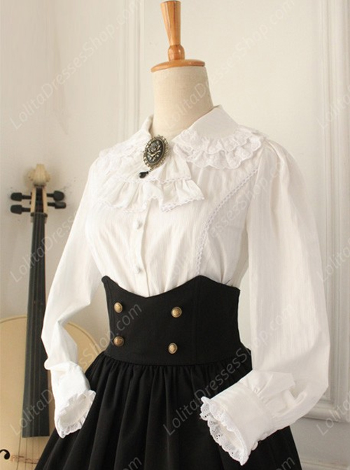 Elegant White Lace Doll Collar Classic Lolita Long Sleeve Shirt