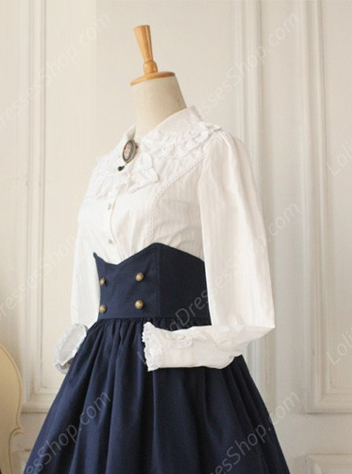 Elegant White Lace Doll Collar Classic Lolita Long Sleeve Shirt