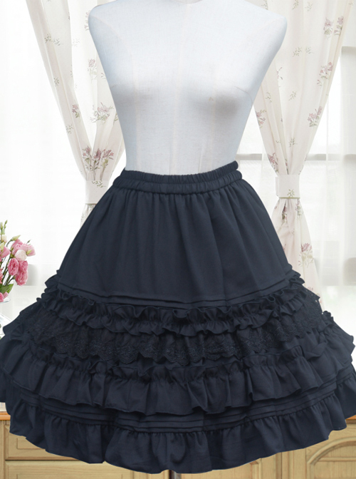 Black Or White Chiffon Ruffle Lace Lolita Petticoat