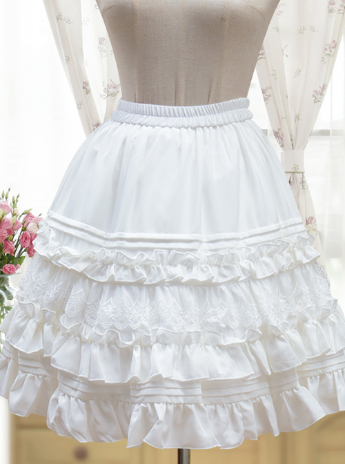 Black Or White Chiffon Ruffle Lace Lolita Petticoat