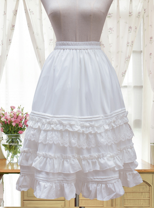 Black Or White Chiffon Ruffle Lace Lolita Petticoat