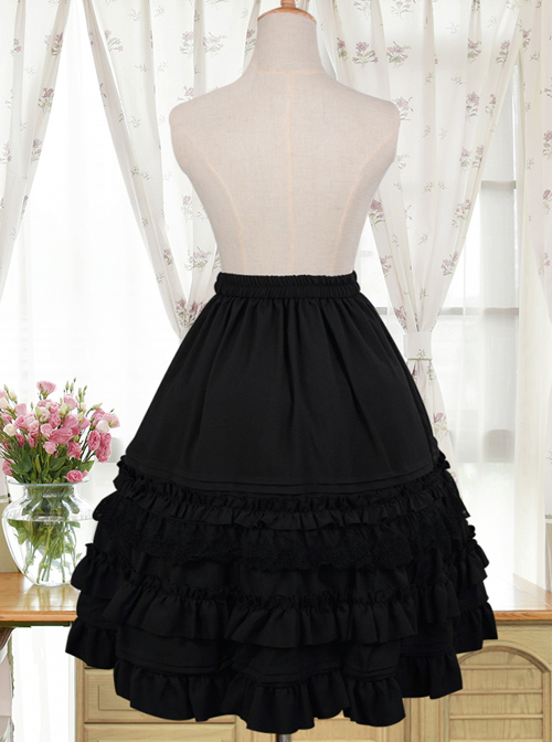 Black Or White Chiffon Ruffle Lace Lolita Petticoat