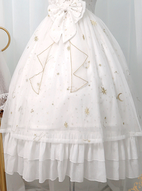 Star And Moon Bronzing Blue High Waist Classic Lolita Starry-sky Sling Dress