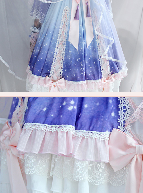 Light Purple Gradient Cute Chinese Style Qi Lolita Long Sleeve Dress