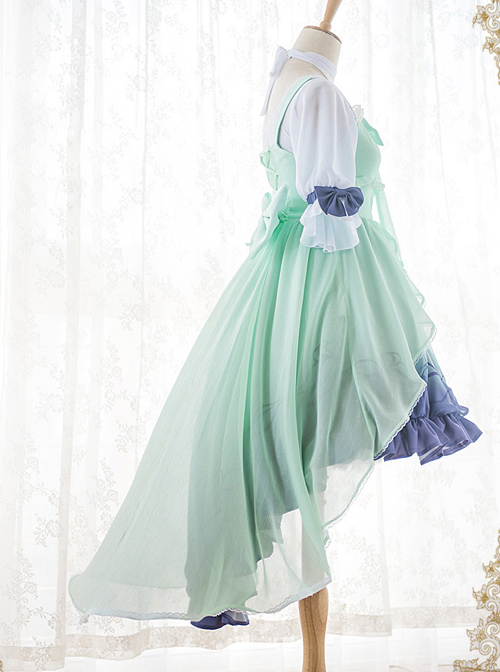 Marine Princess Set Gradient Sweet Lolita Sling Dress And Short Sleeve Lining