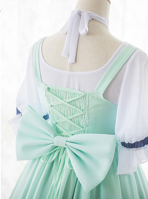 Marine Princess Set Gradient Sweet Lolita Sling Dress And Short Sleeve Lining