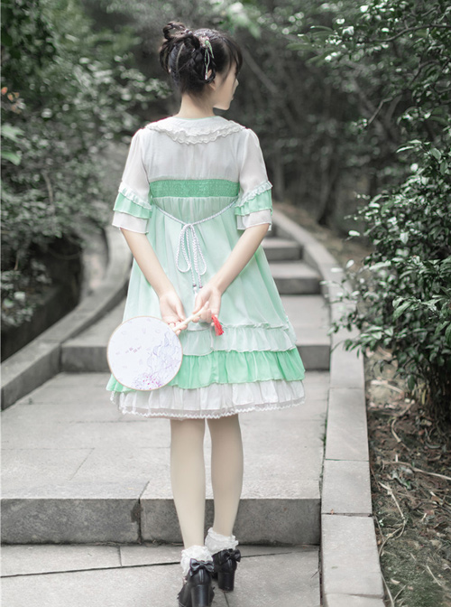 Chinese Style Embroidery Camellia High Waist Qi Lolita Dress