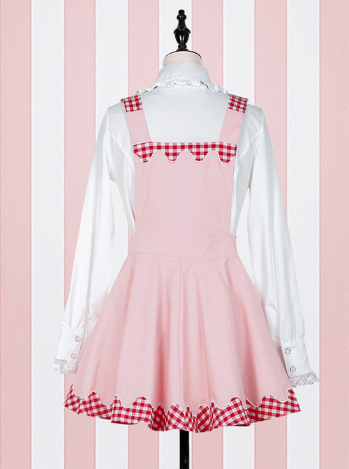 Fashion Cute Lattices Edge Sweet Lolita Straps Dress