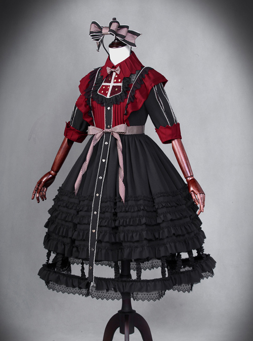 Dark Alice Series 13 Full Set Gothic Lolita Half Sleeve Dress And KC Set