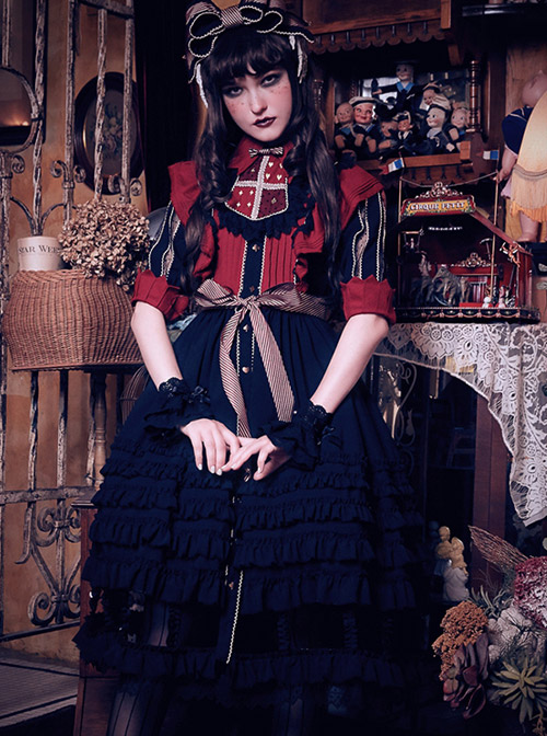 Dark Alice Series 13 Full Set Gothic Lolita Half Sleeve Dress And KC Set