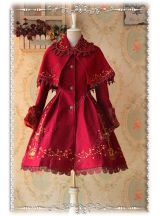 Sweet Cotten Merry Go Round With Gold Embroidered Cashmere Infanta Lolita Cape Coat