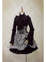 Sweet Cotton Gothic Stripe Steel Mousita Lolita Bust Skirt