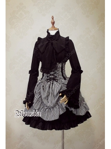 Sweet Cotton Gothic Stripe Steel Mousita Lolita Bust Skirt