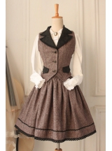 Classic Woolen Vintage School Vest Lolita Skirt Suit