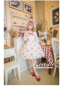 Chiffon Strawberry Meow Printing Lolita JSK