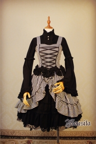 Mousita -Gothic Stripe Lolita JSK Dress (Custom Sizing Available)