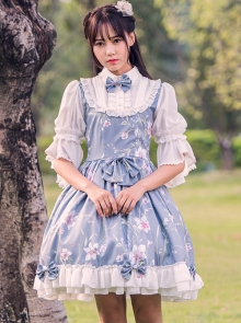 Time Painting Scroll Series Fake Two Pieces Classic Lolita Short Sleeve Dress