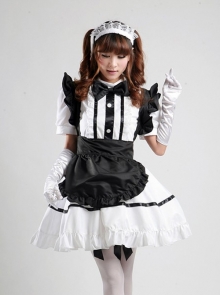 Fashion Maid Dresses Online White Short Sleeve Maid Dress With Black A