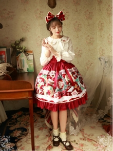 Magic Tea Party Sweet Christmas Series Printing Lace Sweet Lolita Skirt