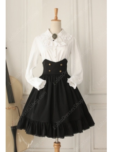 Vintage Ruffles Gothic Empire Fishbone Lolita Overskirt