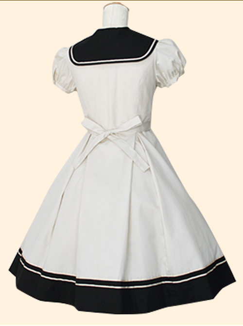 Bowknot Navy Style School Lolita Retro Short Sleeve Dress