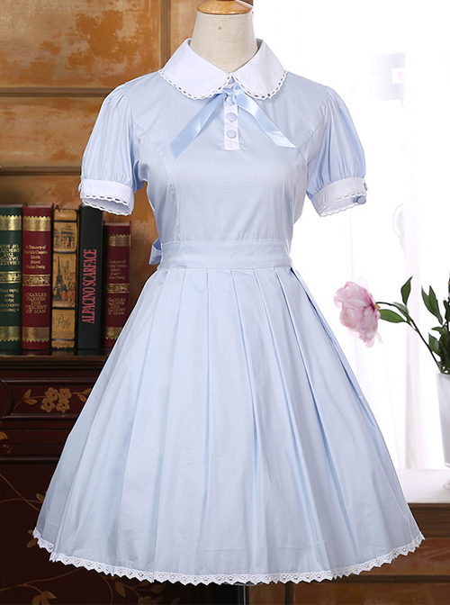 Bowknot Doll Collar School Lolita Short Sleeve Dress