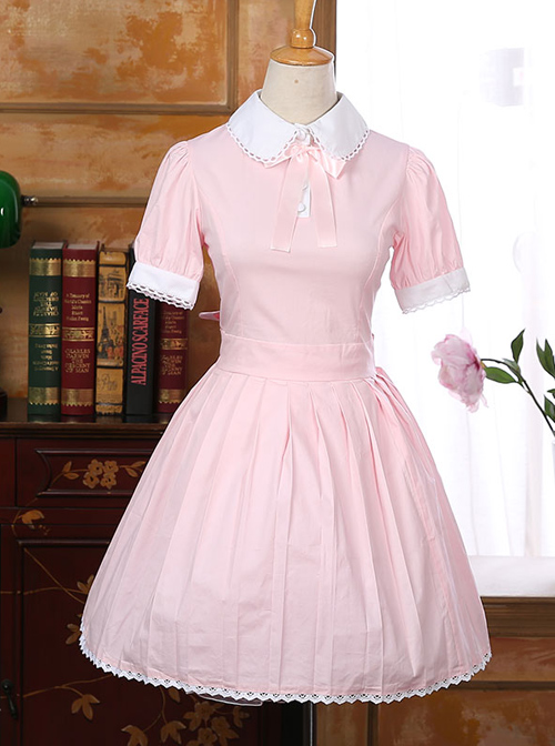 Bowknot Doll Collar School Lolita Short Sleeve Dress