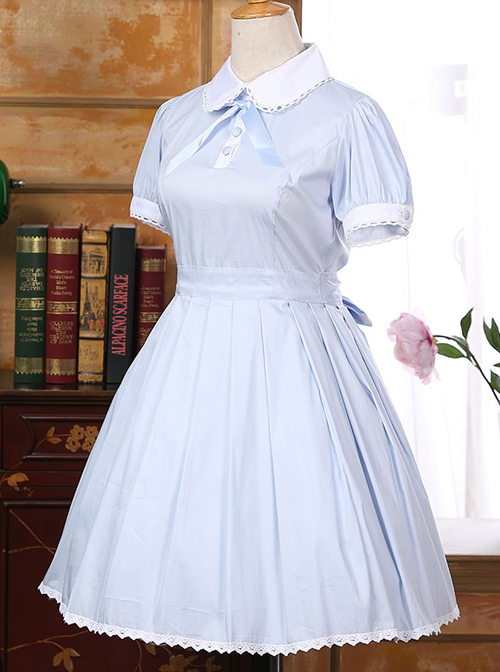Bowknot Doll Collar School Lolita Short Sleeve Dress