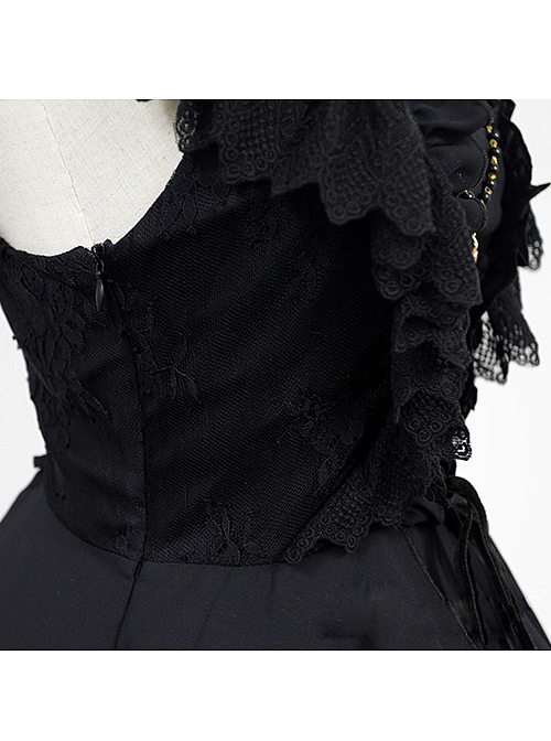 Detachable Cape Darkness Ballet Floral Fairy Skirt JSK Gothic Lolita Dress