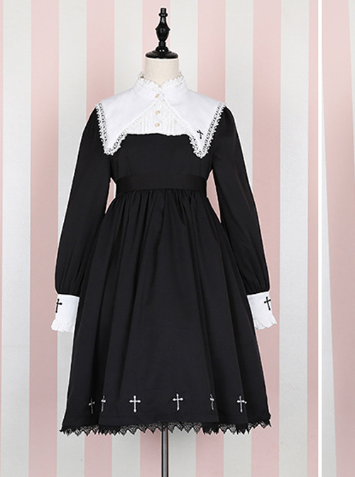 Unknown Poem Series Black Embroidery Gothic Lolita Long Sleeve Dress