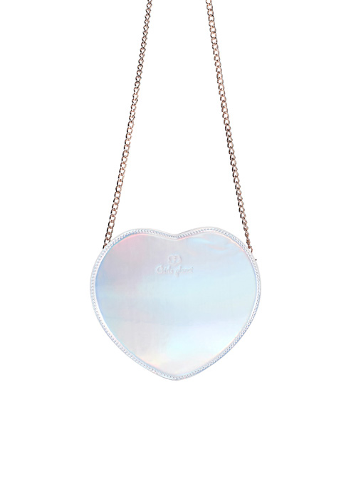 Cute Heart-Shaped Chain Sweet Lolita Laser Shoulder Bag