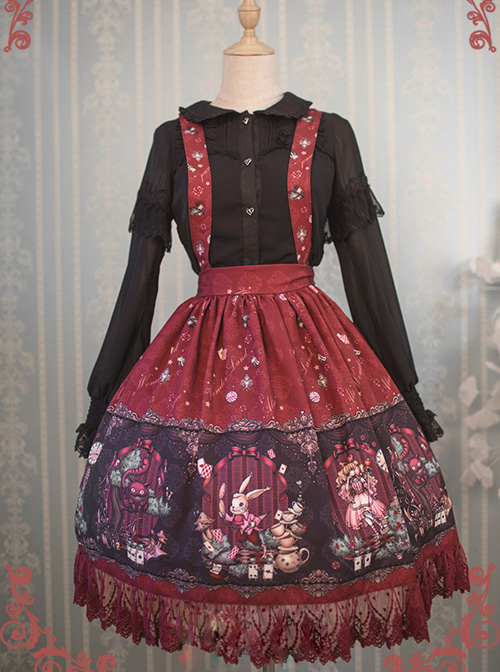 Alice\'s Dreamland Series Multicolor Printing Sling Classic Lolita Skirt