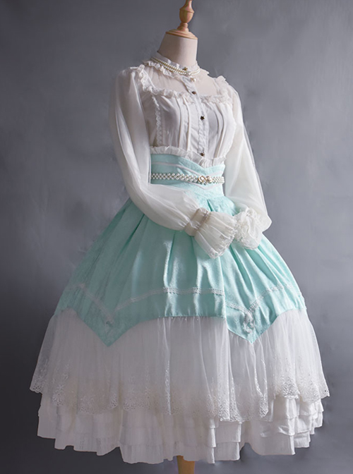 Vintage Jacquard Big Hem Classic Lolita Palace Style Skirt