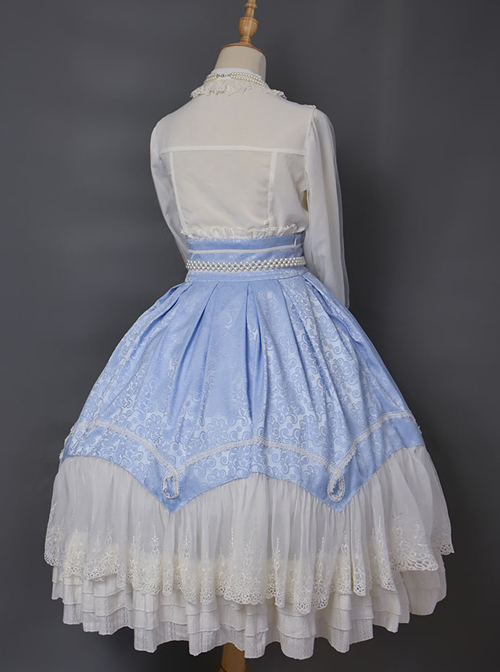 Vintage Jacquard Big Hem Classic Lolita Palace Style Skirt