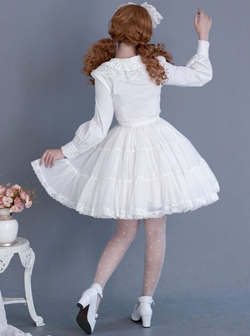 Black Or White Cute Lace Classic Lolita Pure Color Skirt