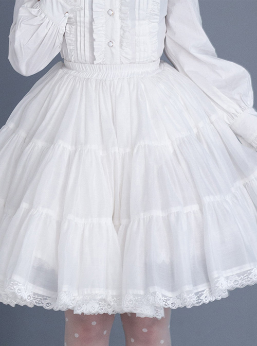 Black Or White Cute Lace Classic Lolita Pure Color Skirt