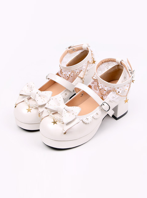 Bowknot Classic Lolita Stars Pendants Heel Shoes