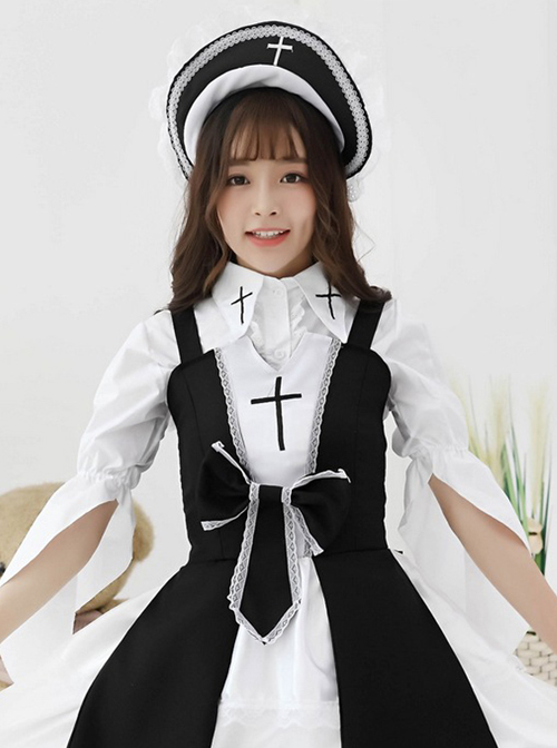 Cross Witch Gothic Lolita Dress And Shirt And Hat Set